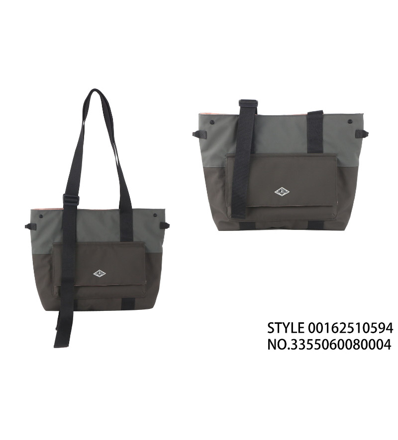 深灰拼色通勤托特包